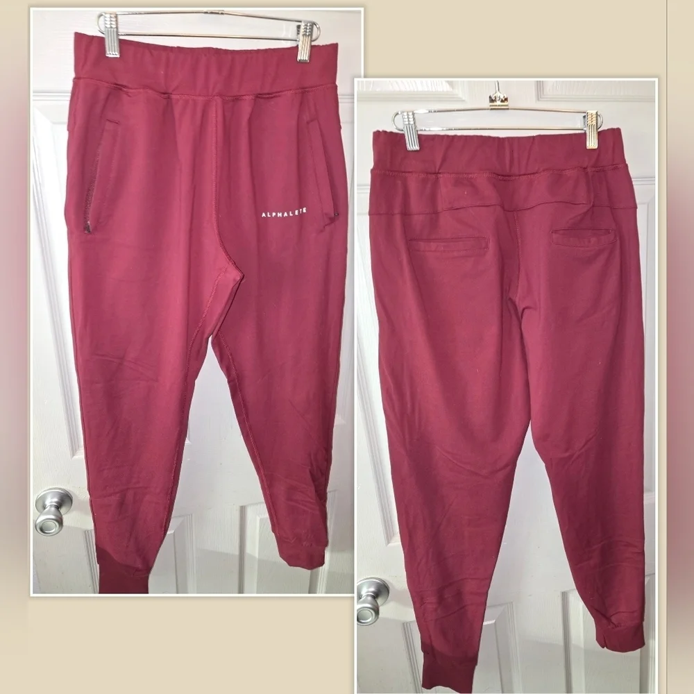 Alphalete Pro Elite Stretch Joggers with Pockets Burgandy Men's M